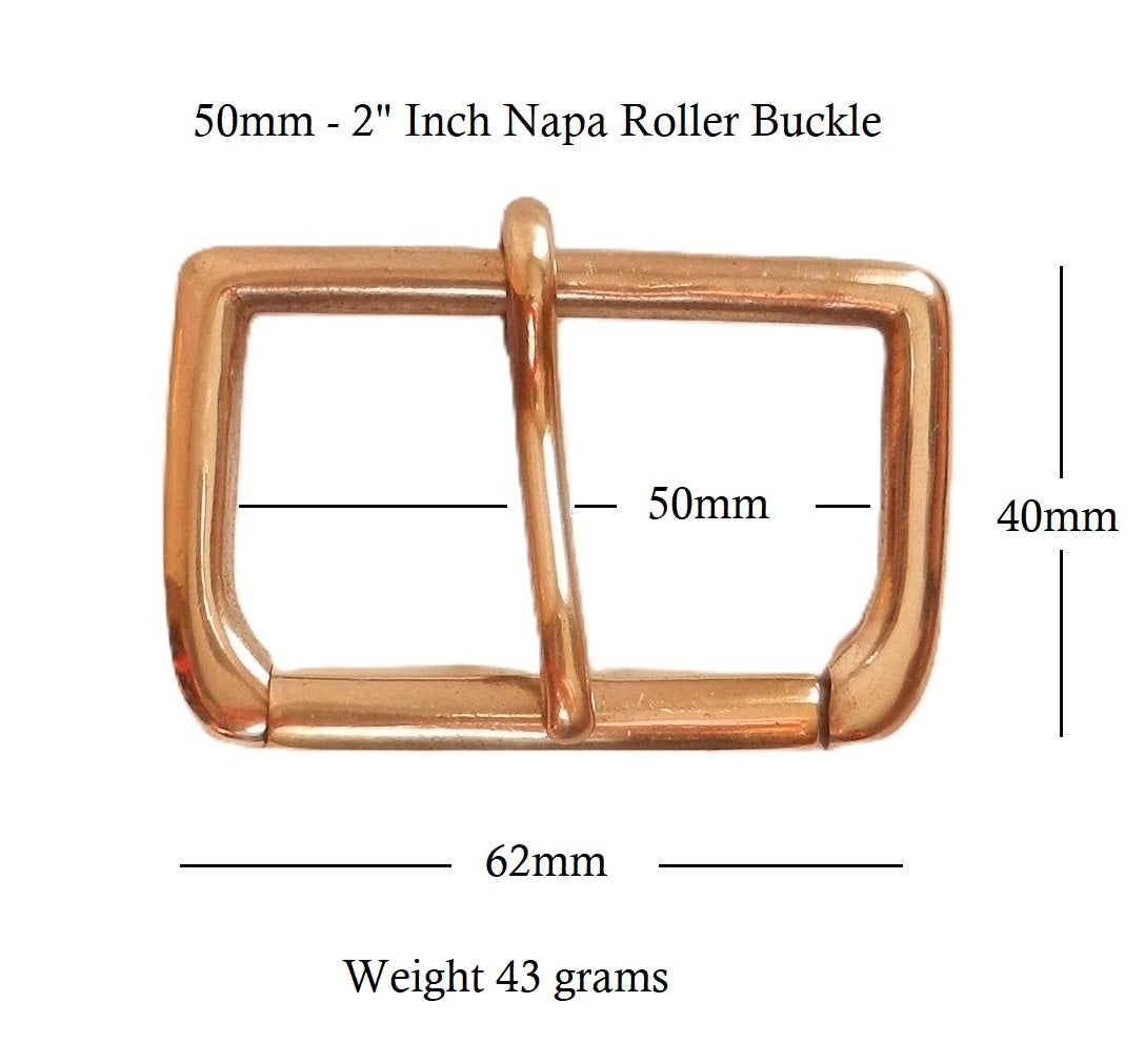 Solid Cast Brass Single Roller Napa Buckle 50mm - 2" inch
