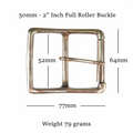 Brass Full Roller Military Style Belt Buckle 50mm - 2" Inch