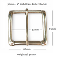 Solid Cast Brass Single Roller Heavy Napa Buckle 50mm  2" Inch