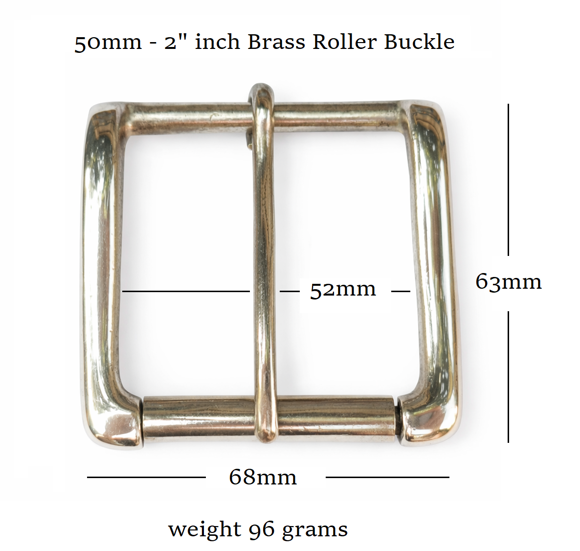 Solid Cast Brass Single Roller Heavy Napa Buckle 50mm  2" Inch