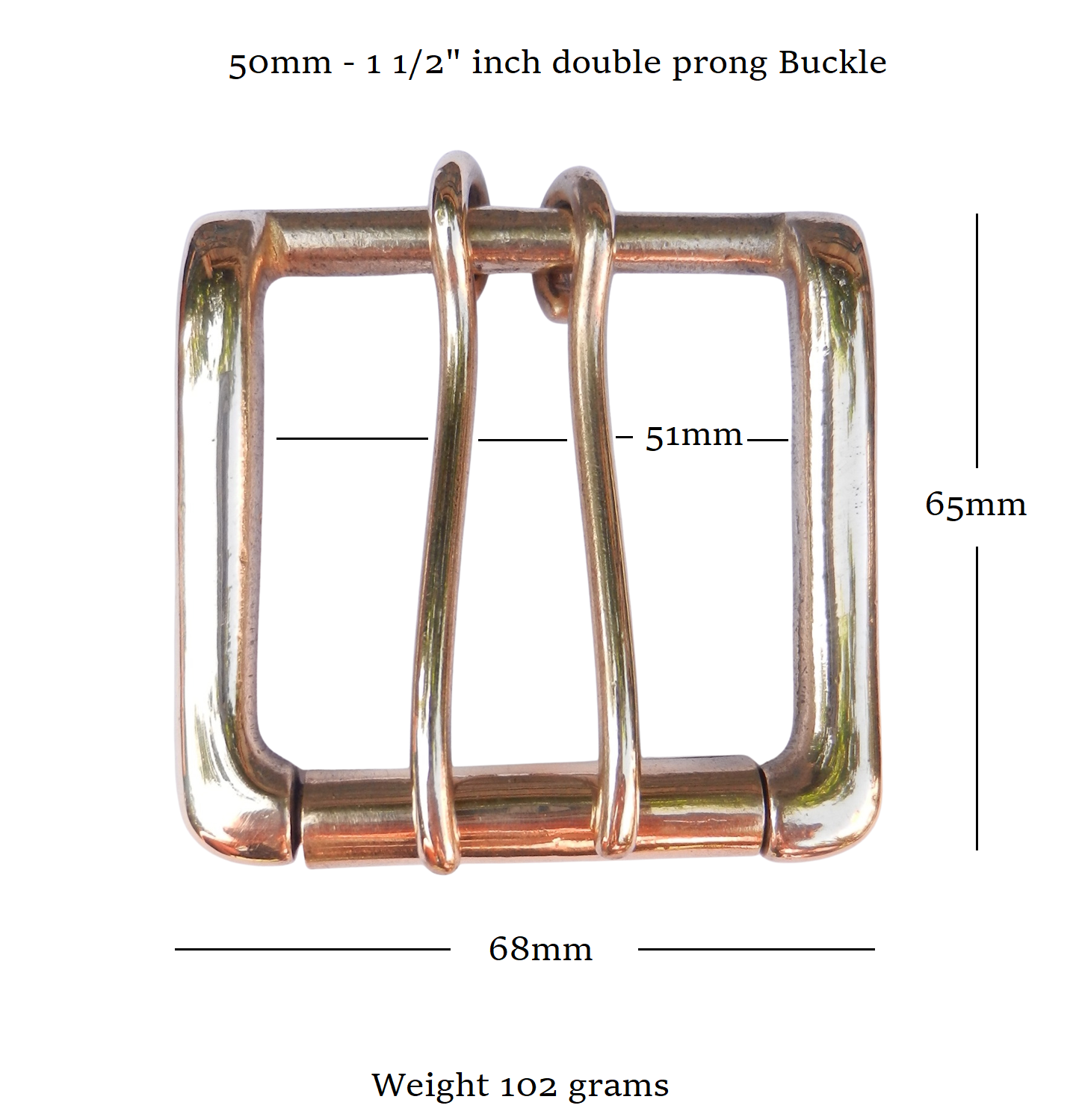 Brass Double Prong Roller Buckle 50mm - 2" Inch