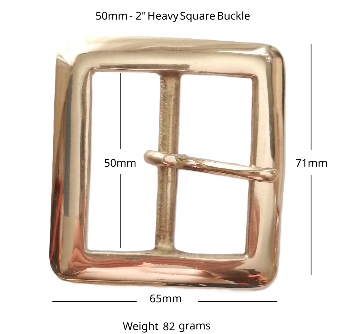 Solid Brass Heavy Square Full Belt Buckle 50mm - 2" inch
