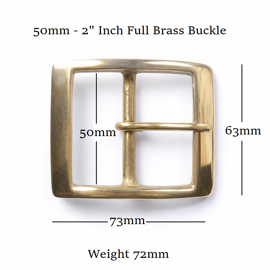 Solid Brass Full Belt Buckle Rectangular 50mm - 2" Inch