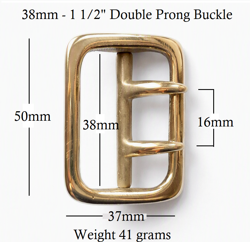 Solid Brass Double Prong Sam Brown Military Style Full Belt Buckle 38mm