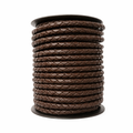 6mm Round Braided Leather Cord, Brown