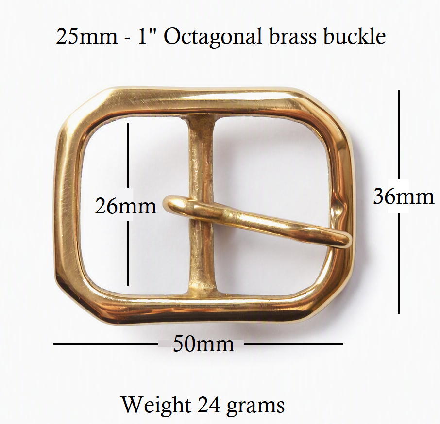 25mm - 1" inch brass full octagonal buckle