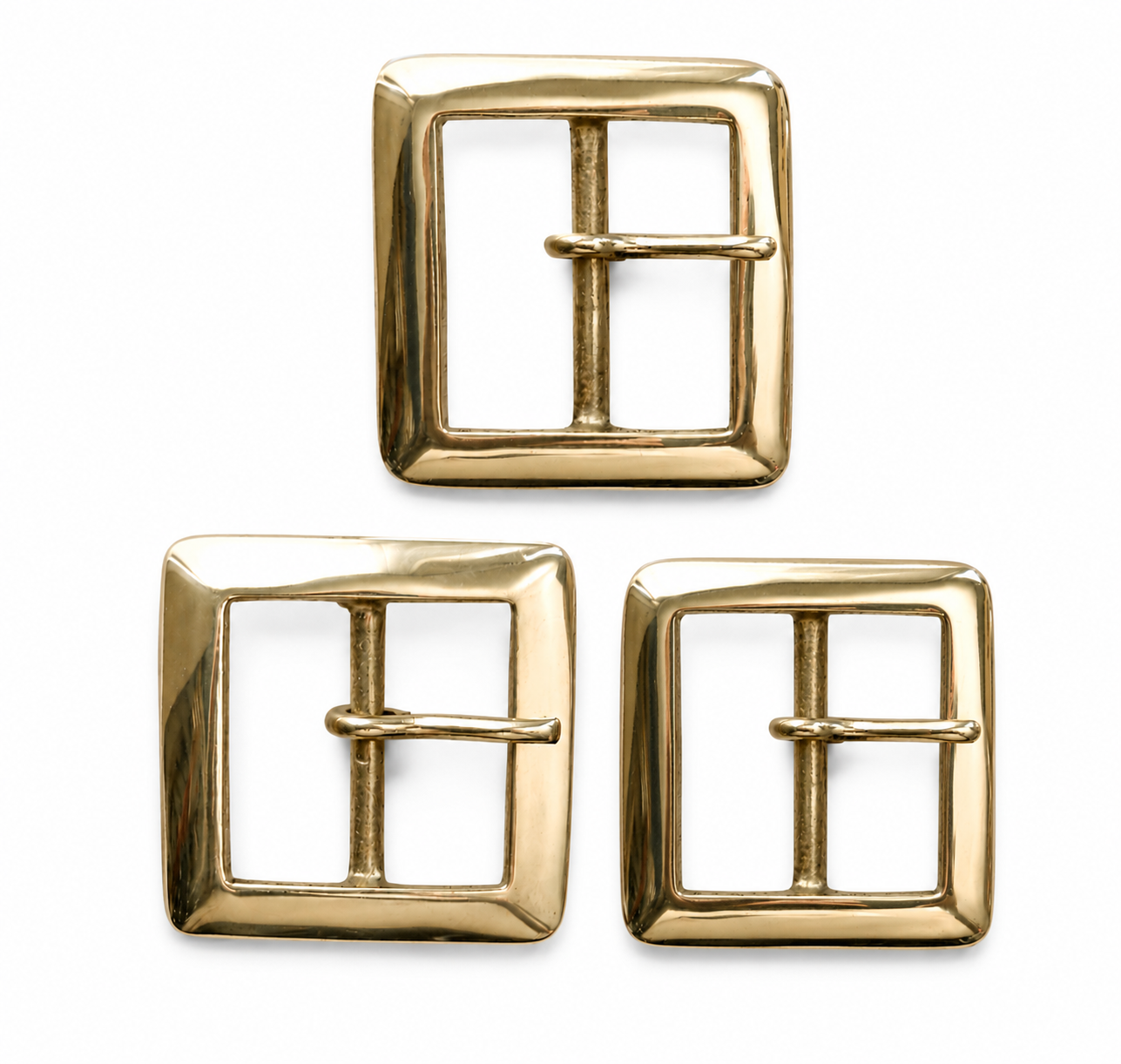 Solid Brass Heavy Square Full Belt Buckle  In 3 Sizes