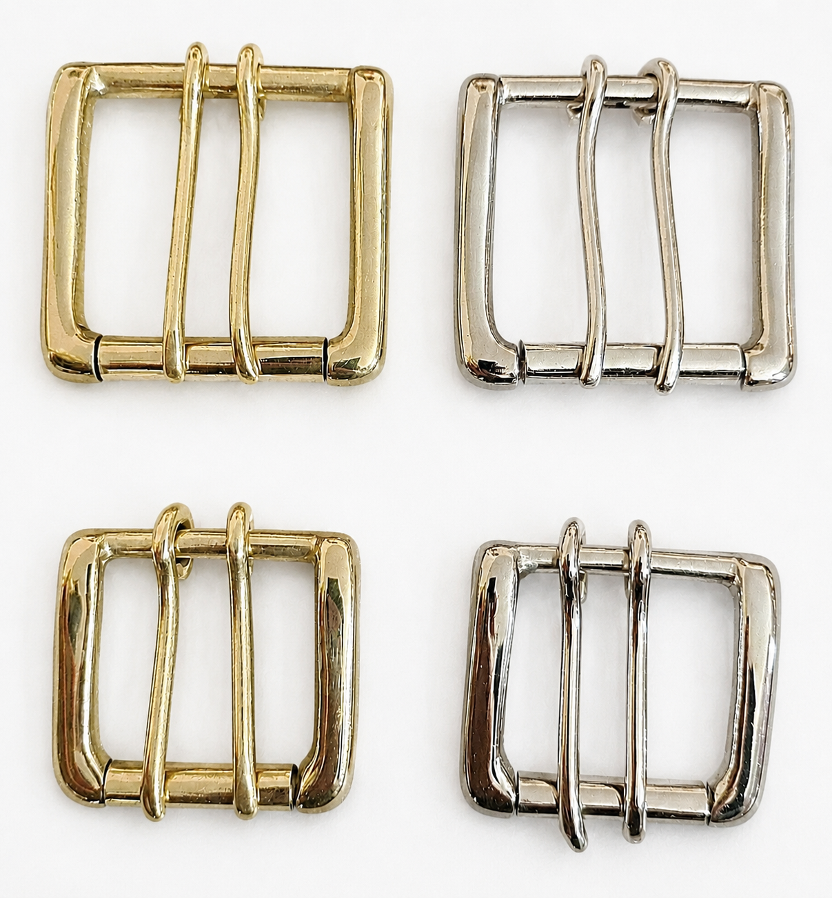 DOUBLE PRONG ROLLER BUCKLE 1.5" - 38mm 2 "- 50mm Brass or Nickel