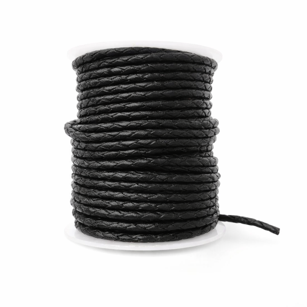 3mm Thick Cowhide Braided Round Leather Cord