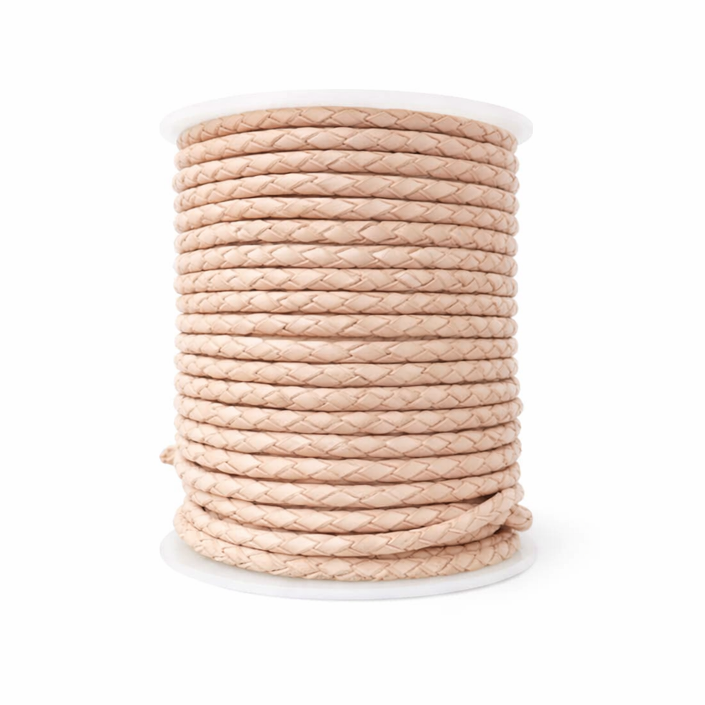 3mm Thick Cowhide Braided Round Leather Cord