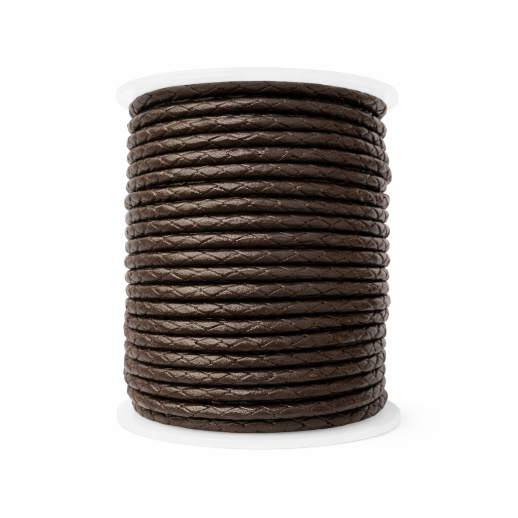 3mm Thick Cowhide Braided Round Leather Cord