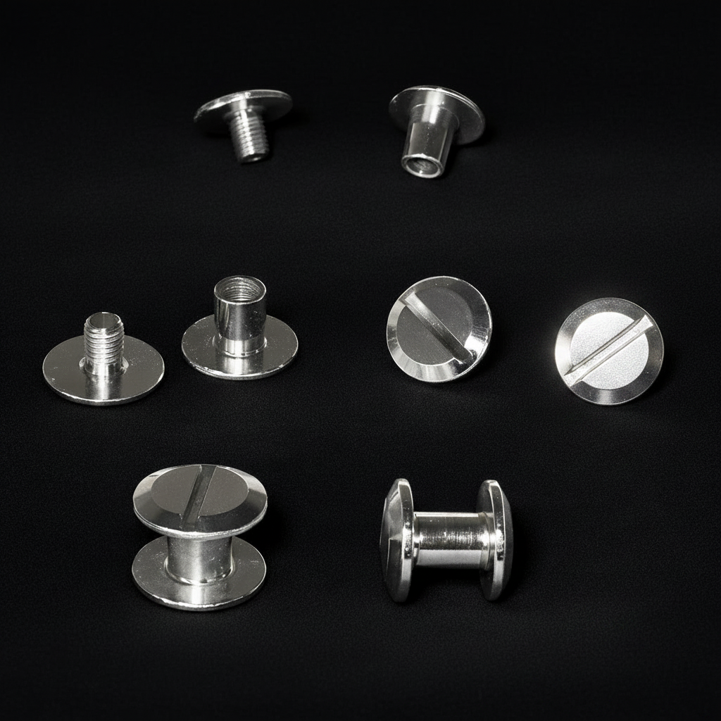 9mm Diameter Caps Chicago Screws Leather Fasteners Brass/Nickel