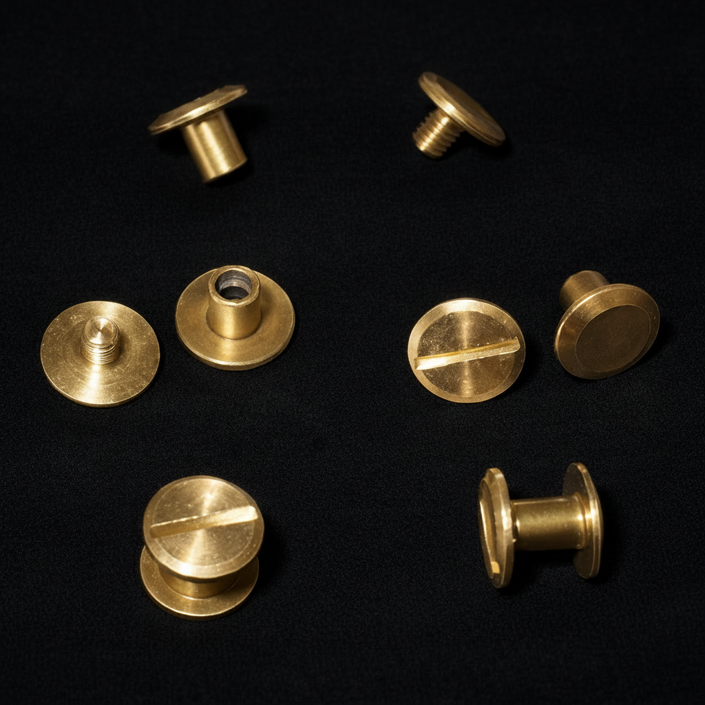 9mm Diameter Caps Chicago Screws Leather Fasteners Brass/Nickel