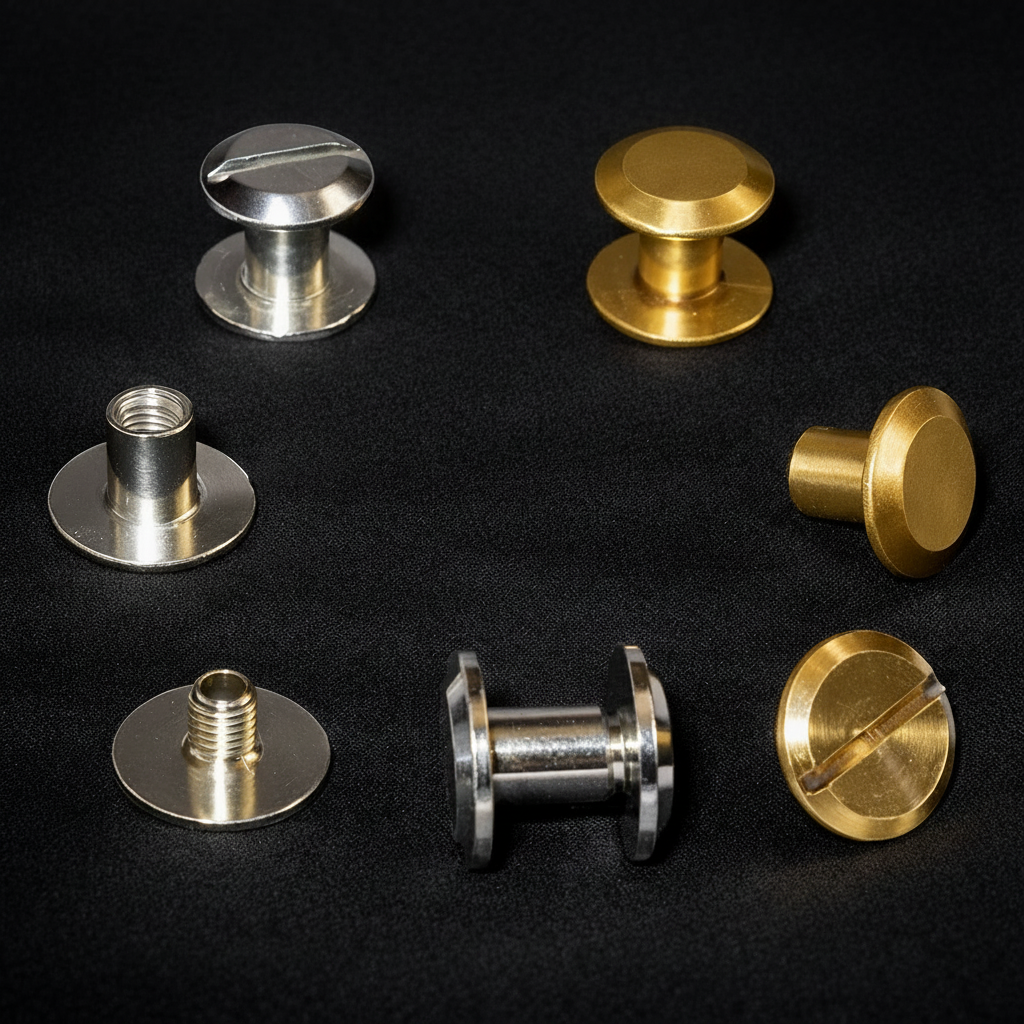 9mm Diameter Caps Chicago Screws Leather Fasteners Brass/Nickel