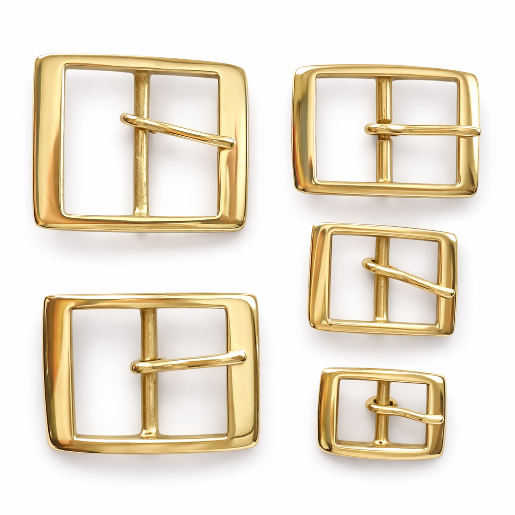 Solid Cast Brass Full Belt Buckle Rectangular 5 Sizes