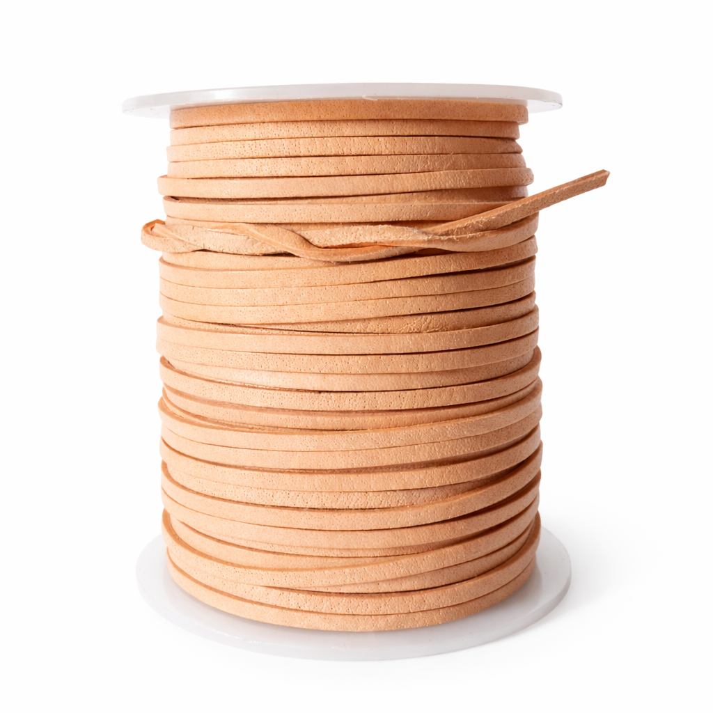 2.5mm Thick Cowhide Flat Leather Cord, Natural