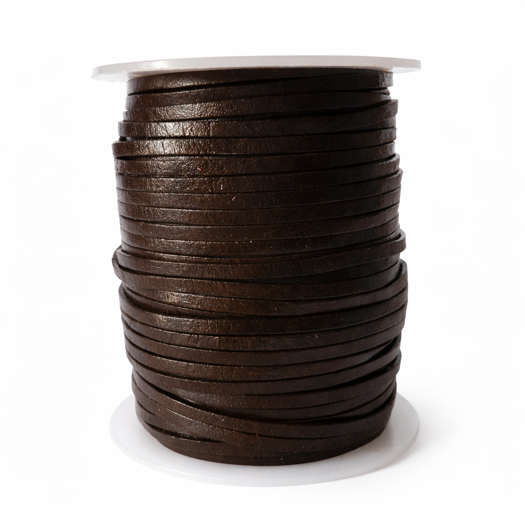 2.5mm Thick Cowhide Flat Leather Cord, Brown