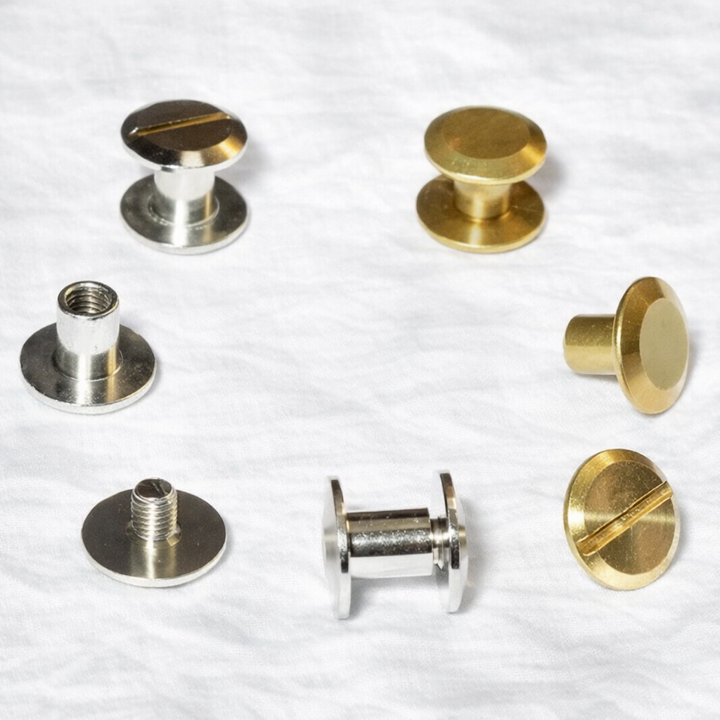 9mm Diameter Chicago Screws Leather Fasteners Brass / Nickel