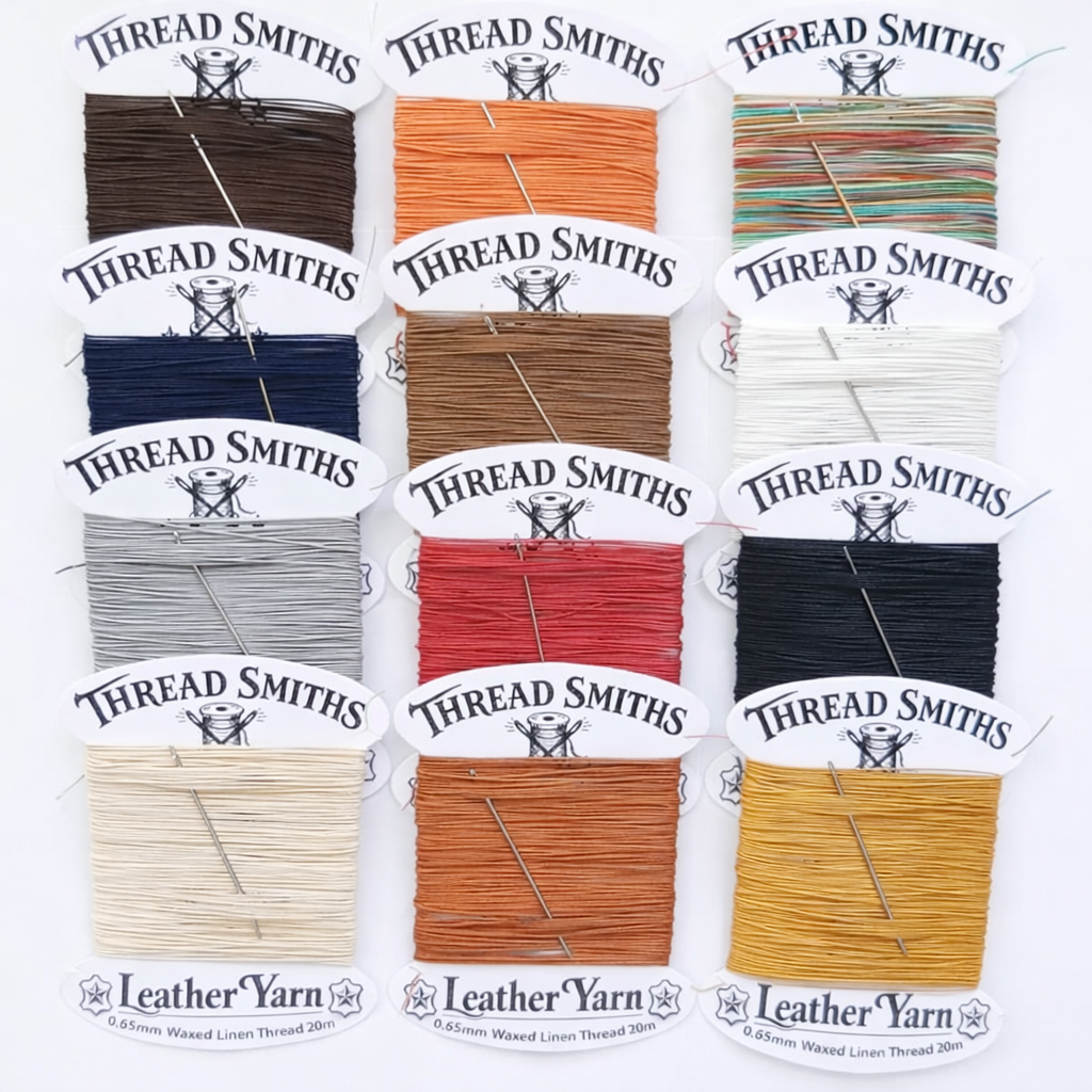 Flax 0.65mm Thick Waxed Linen Thread 15 / 20 Metres + Needle & Threader Leather Sewing Craft