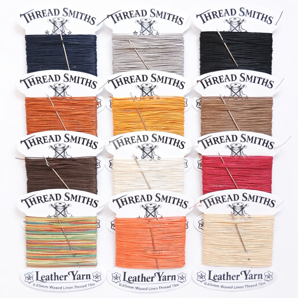 Flax 0.65mm Thick Waxed Linen Thread 15 / 20 Metres + Needle & Threader Leather Sewing Craft