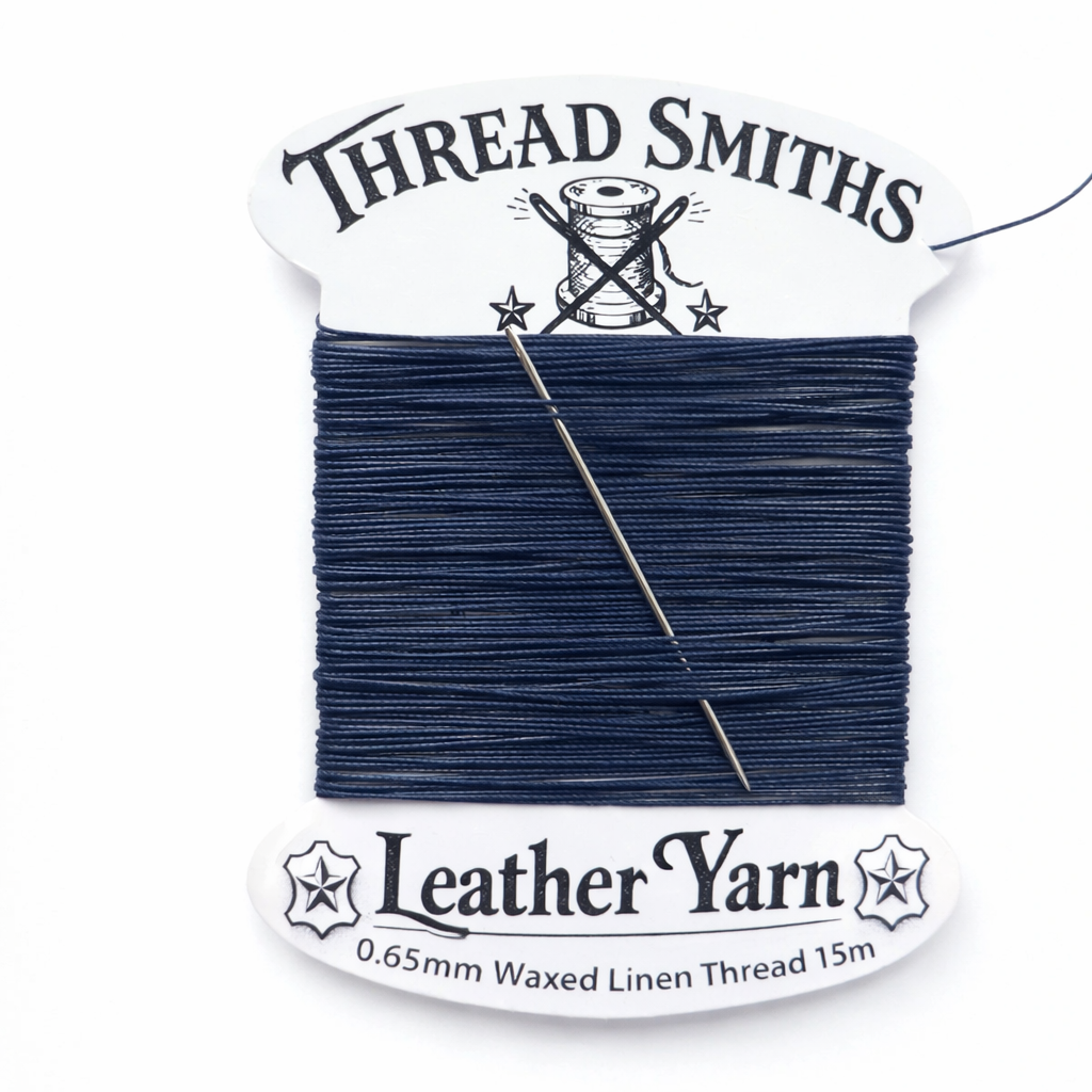 Flax 0.65mm Thick Waxed Linen Thread 15 / 20 Metres + Needle & Threader Leather Sewing Craft