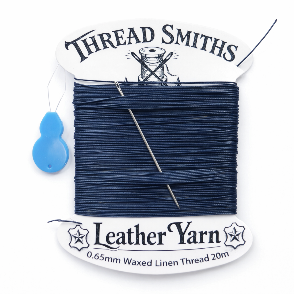 Flax 0.65mm Thick Waxed Linen Thread 15 / 20 Metres + Needle & Threader Leather Sewing Craft
