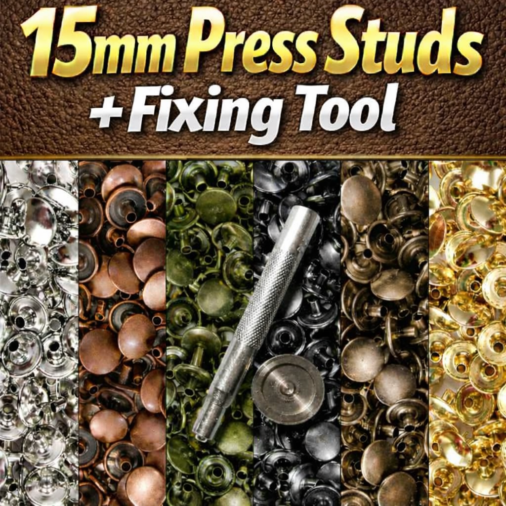 15mm Press Studs Plus Hand Fixing Tool