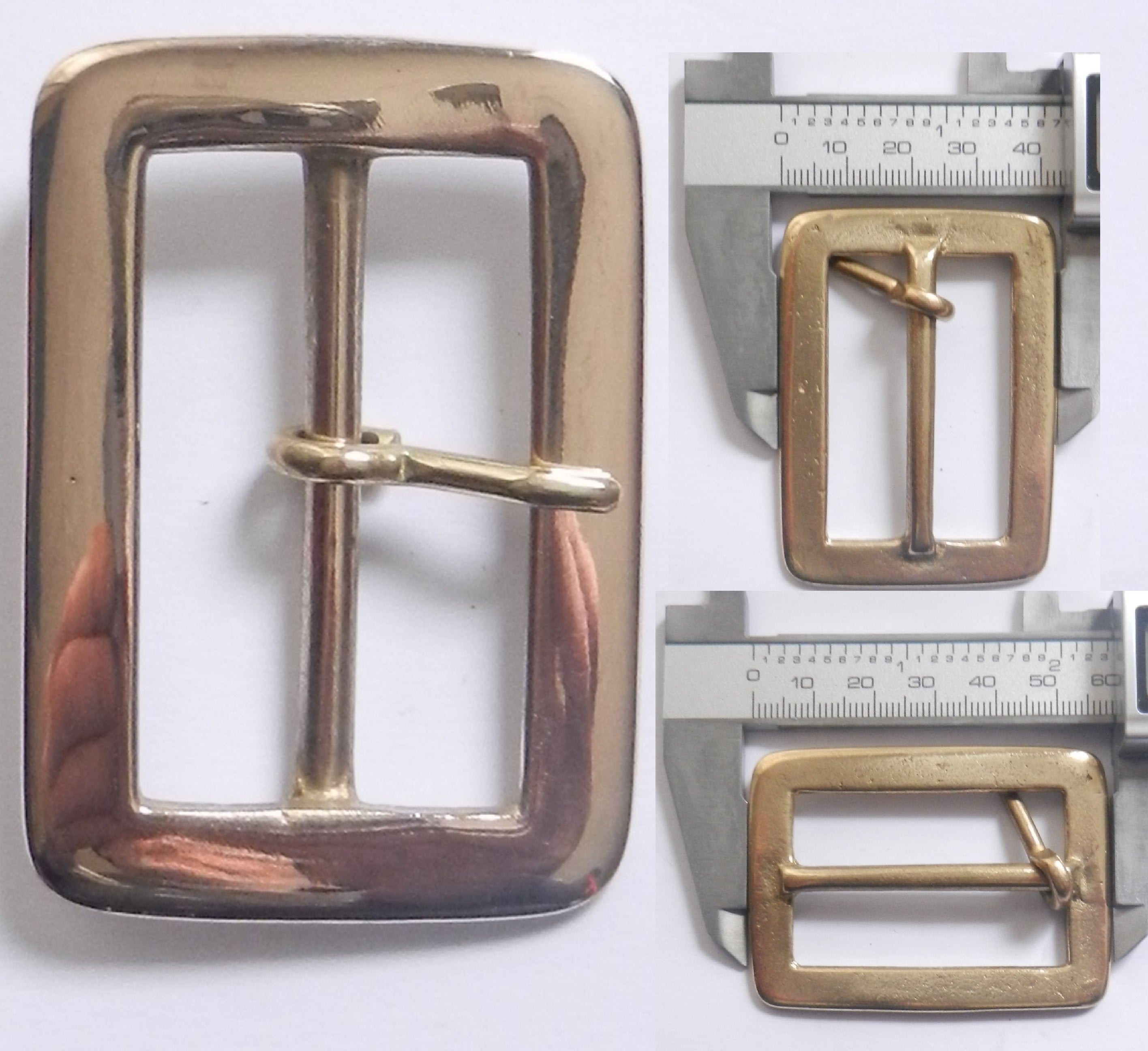 Solid Cast Brass Full Belt Buckle Rectangular 5 Sizes