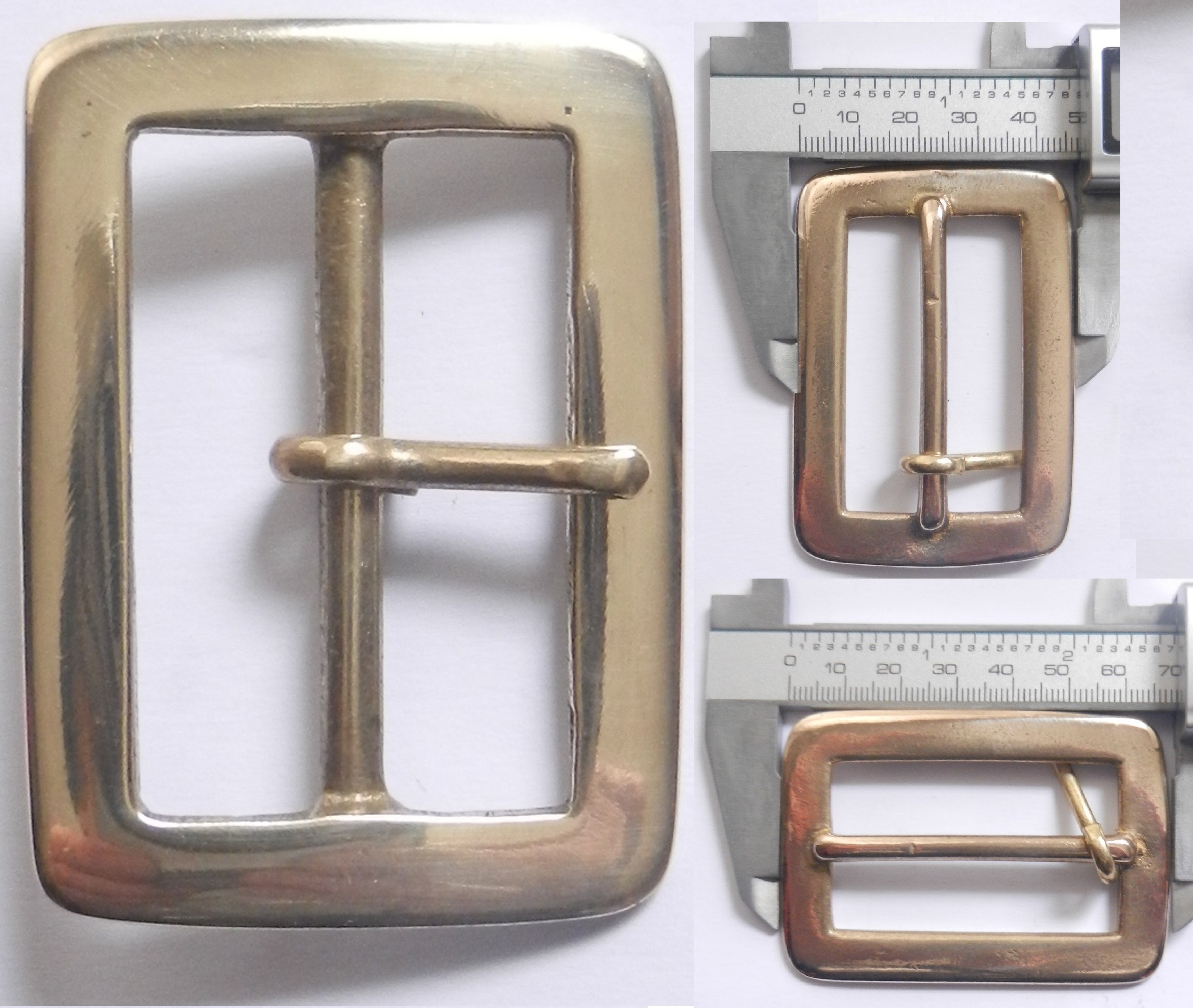 Solid Cast Brass Full Belt Buckle Rectangular 5 Sizes
