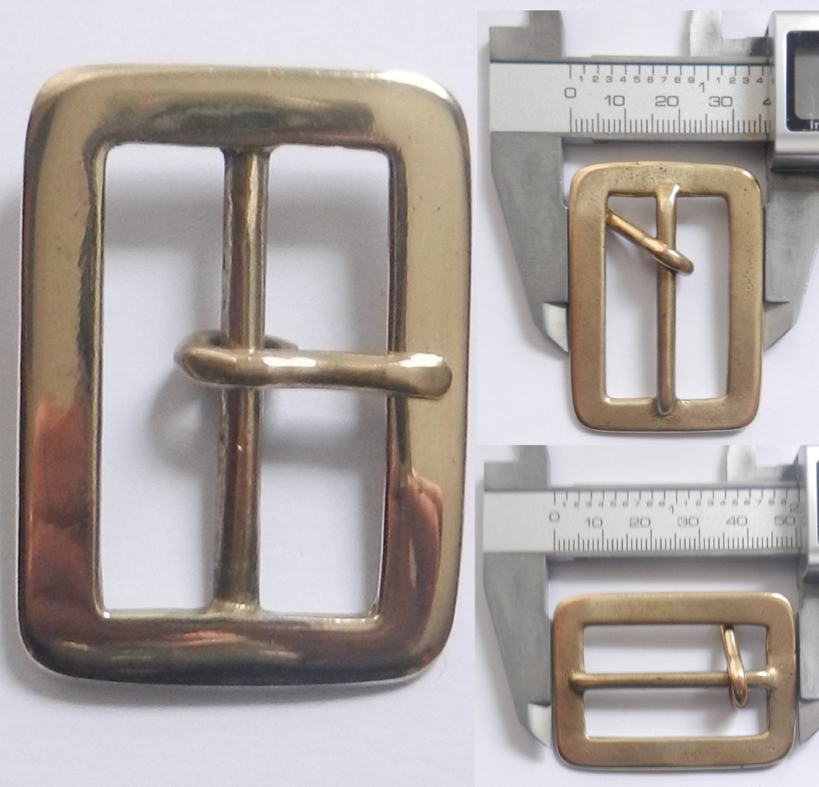 Solid Cast Brass Full Belt Buckle Rectangular 5 Sizes