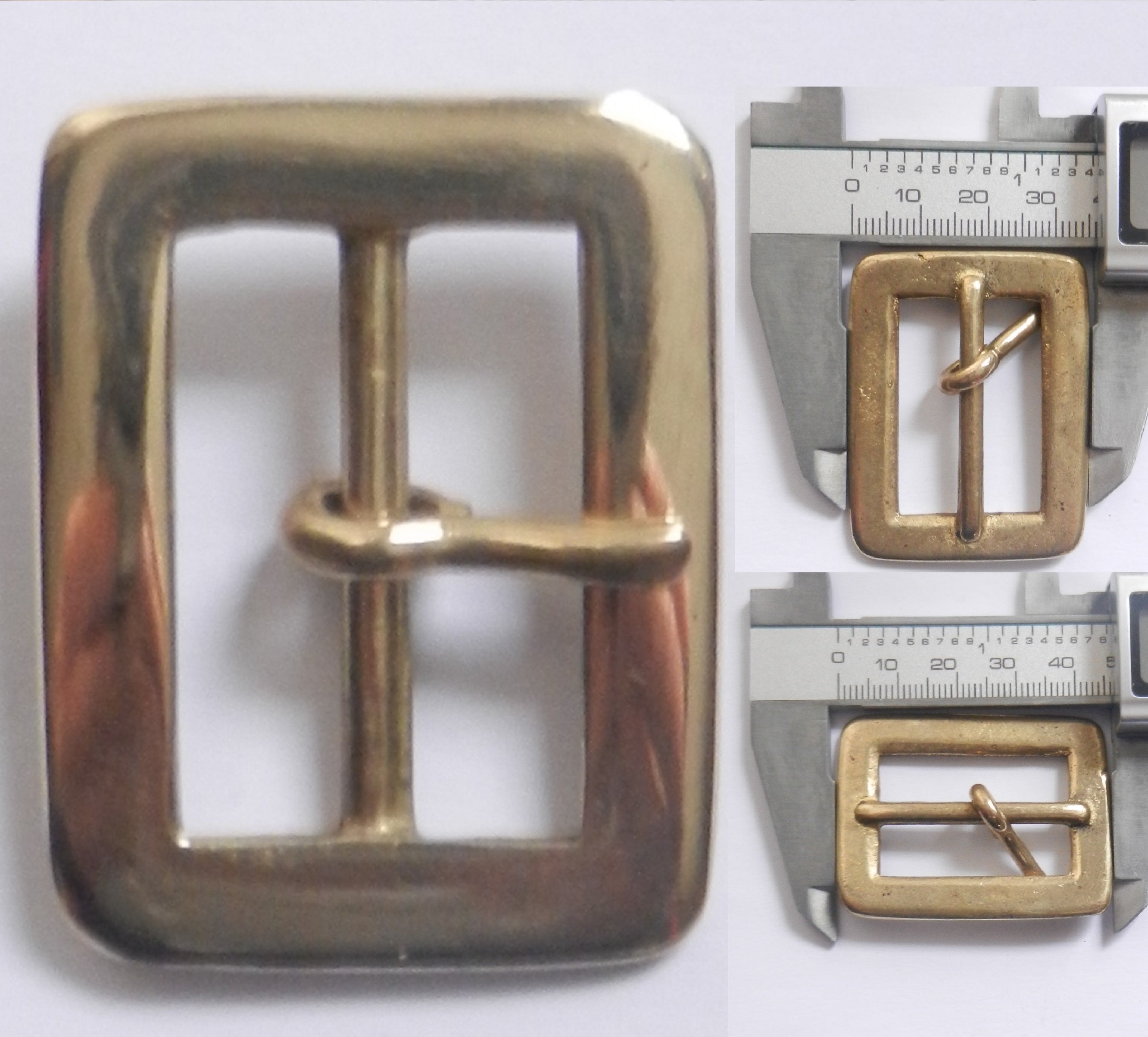 Solid Cast Brass Full Belt Buckle Rectangular 5 Sizes