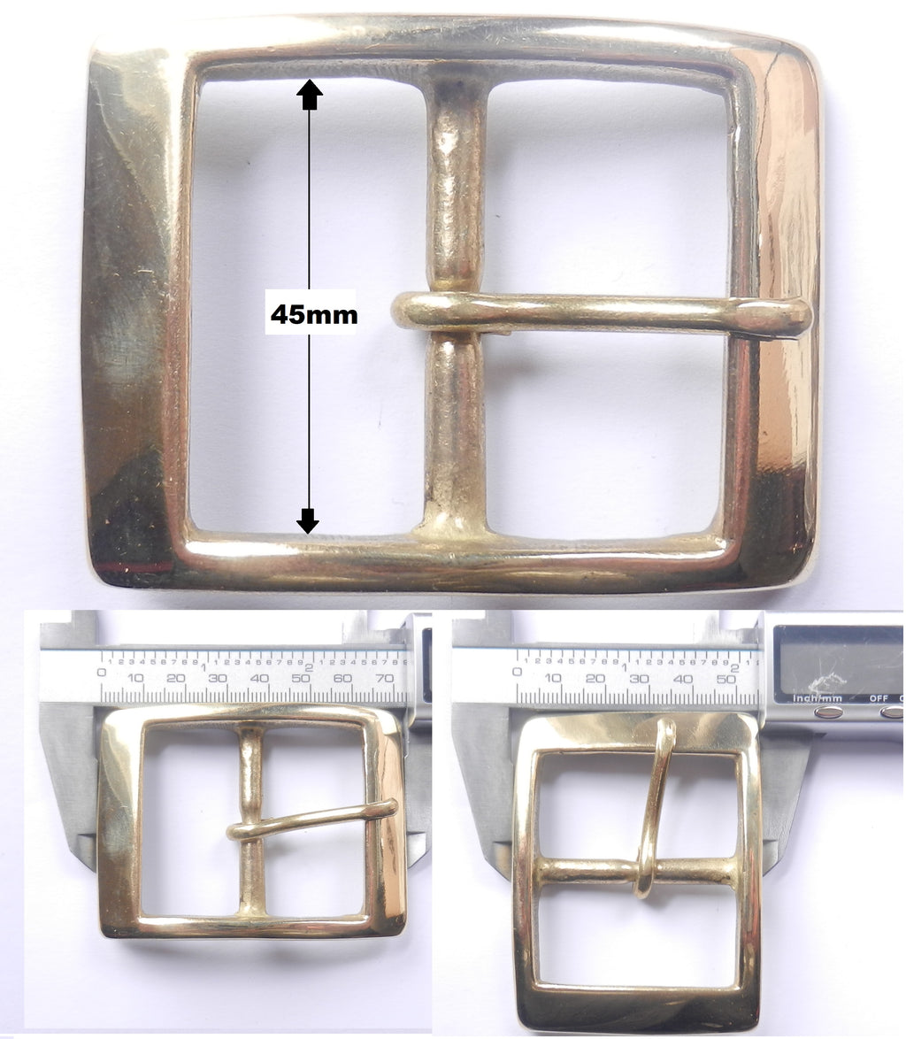 Solid Cast Brass Full Belt Buckle Rectangular 5 Sizes