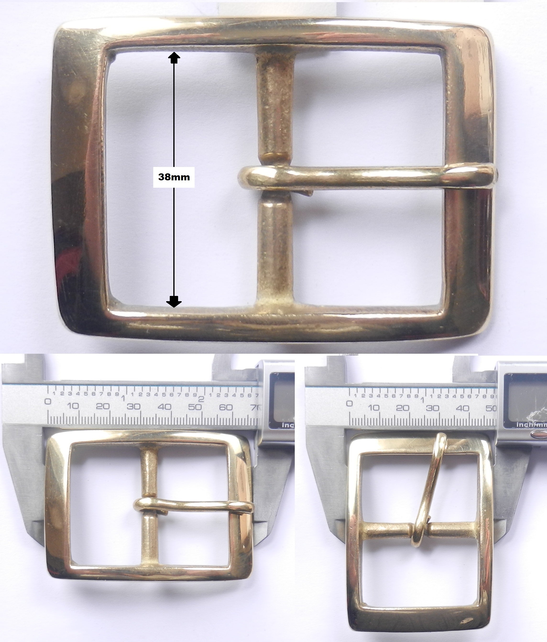 Solid Cast Brass Full Belt Buckle Rectangular 5 Sizes