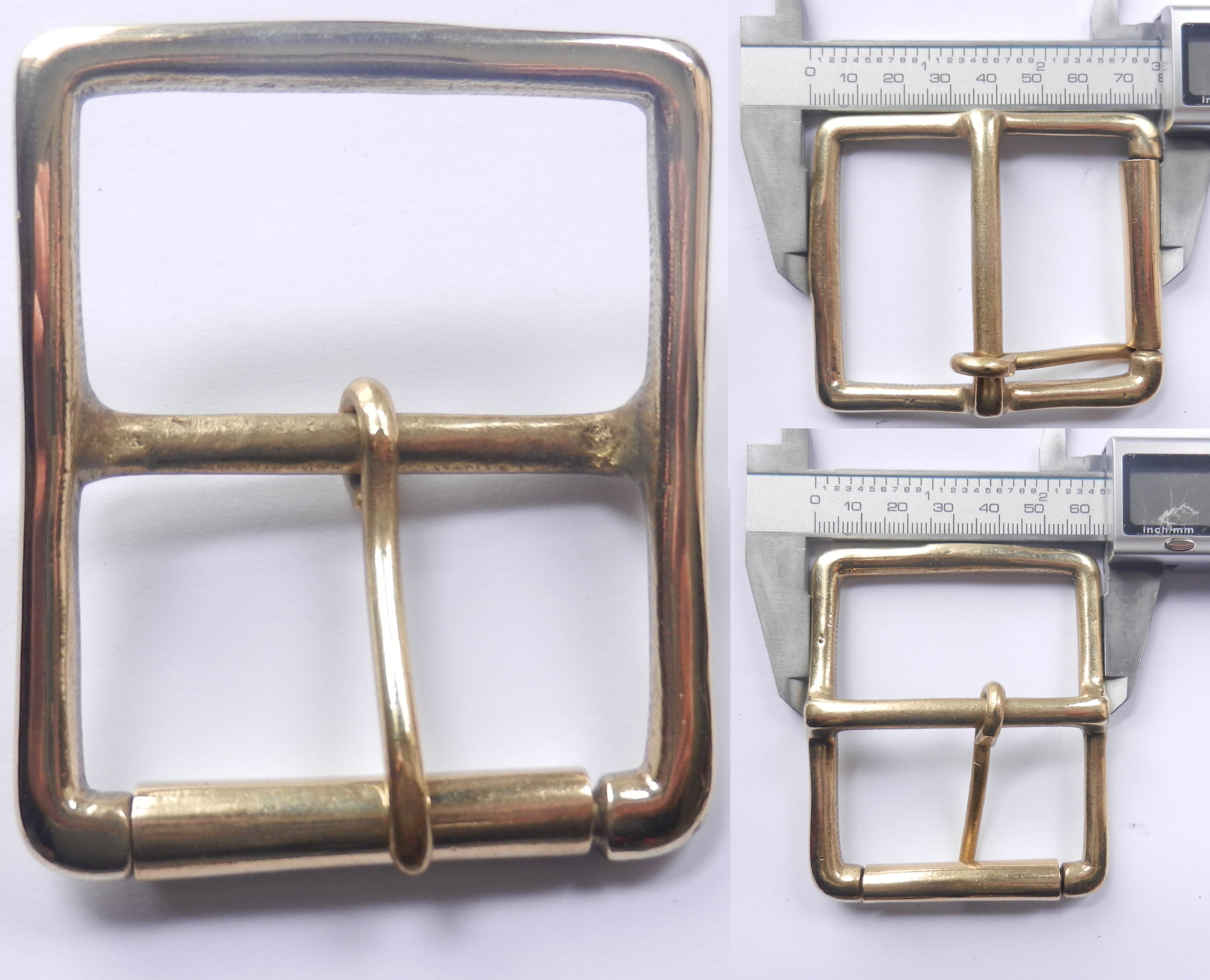Brass Full Roller Military Style Belt Buckle 7 Sizes 2" - 1/2 Inch