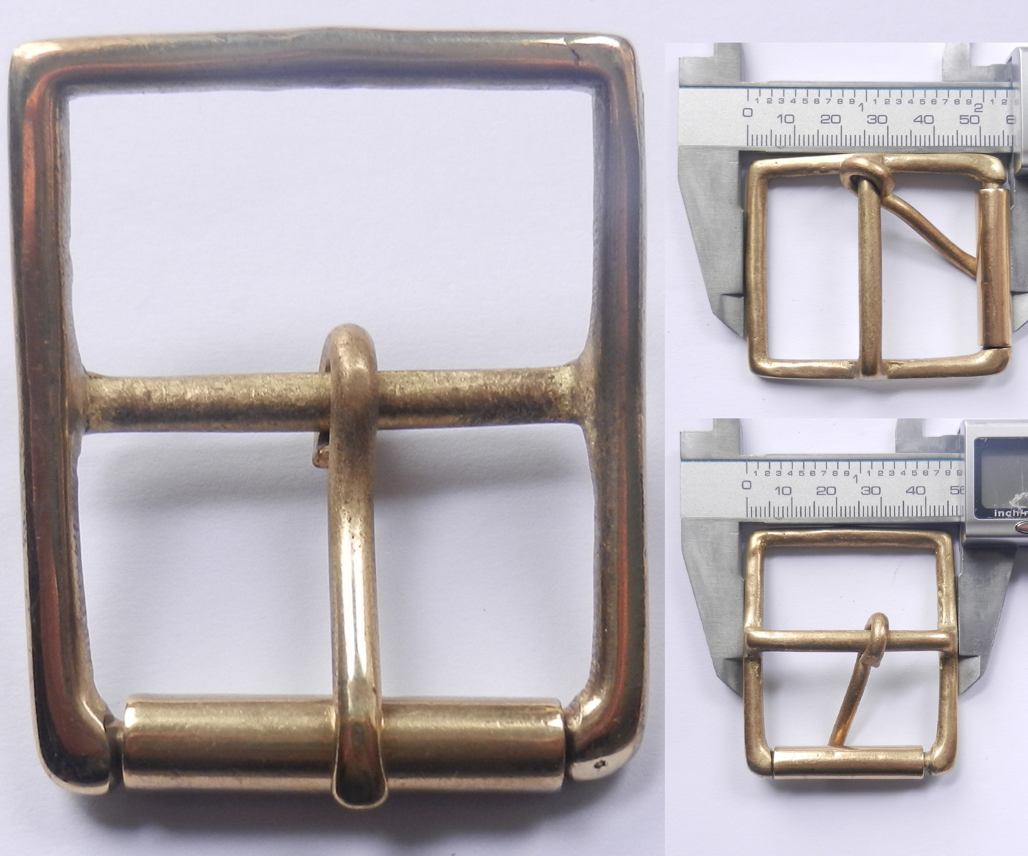 Brass Full Roller Military Style Belt Buckle 7 Sizes 2" - 1/2 Inch