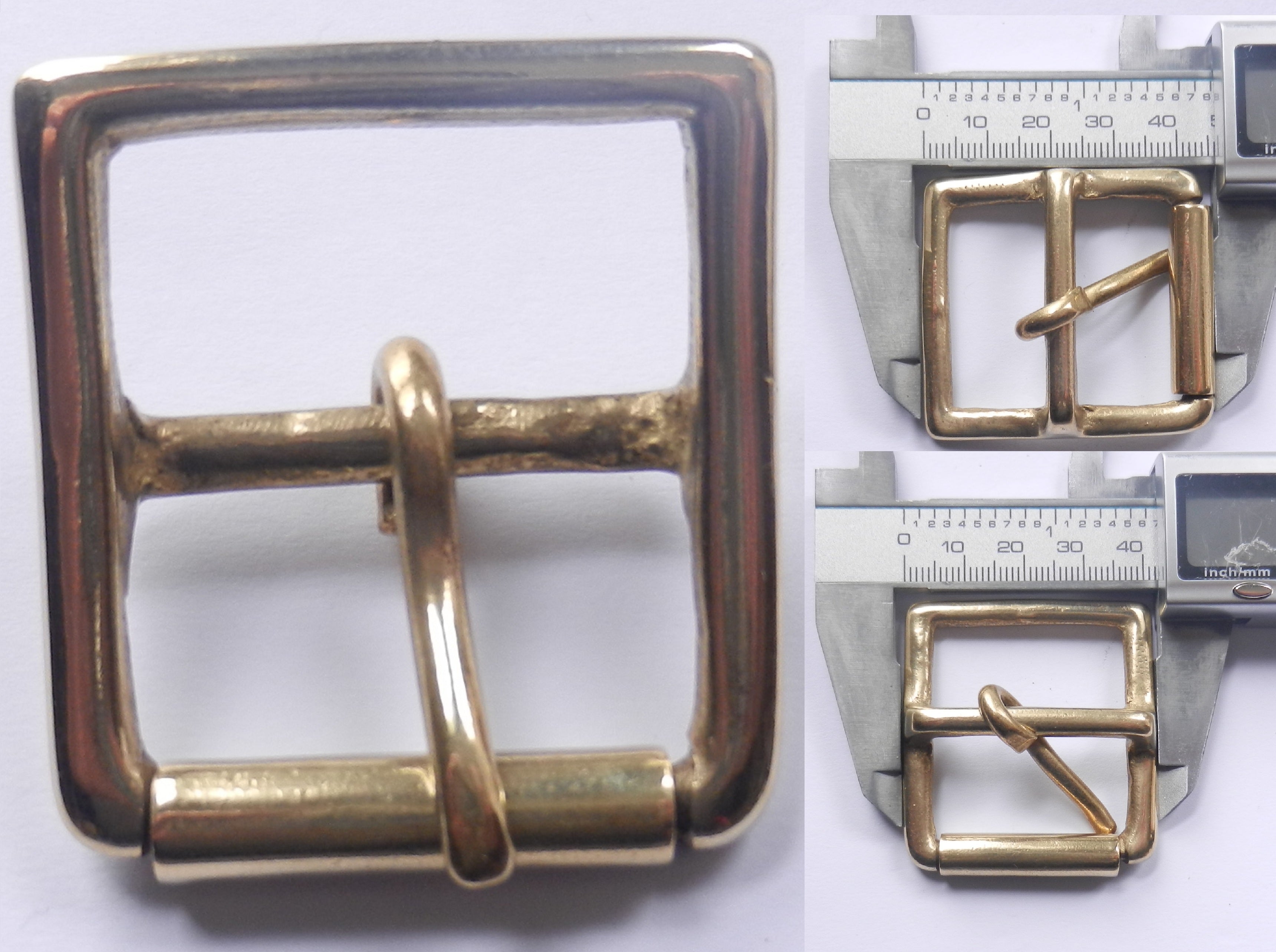 Brass Full Roller Military Style Belt Buckle 7 Sizes 2" - 1/2 Inch