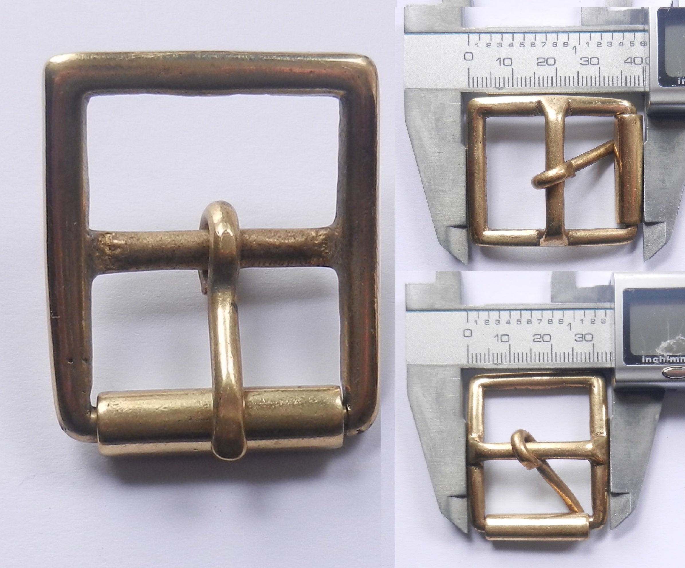 Brass Full Roller Military Style Belt Buckle 7 Sizes 2" - 1/2 Inch