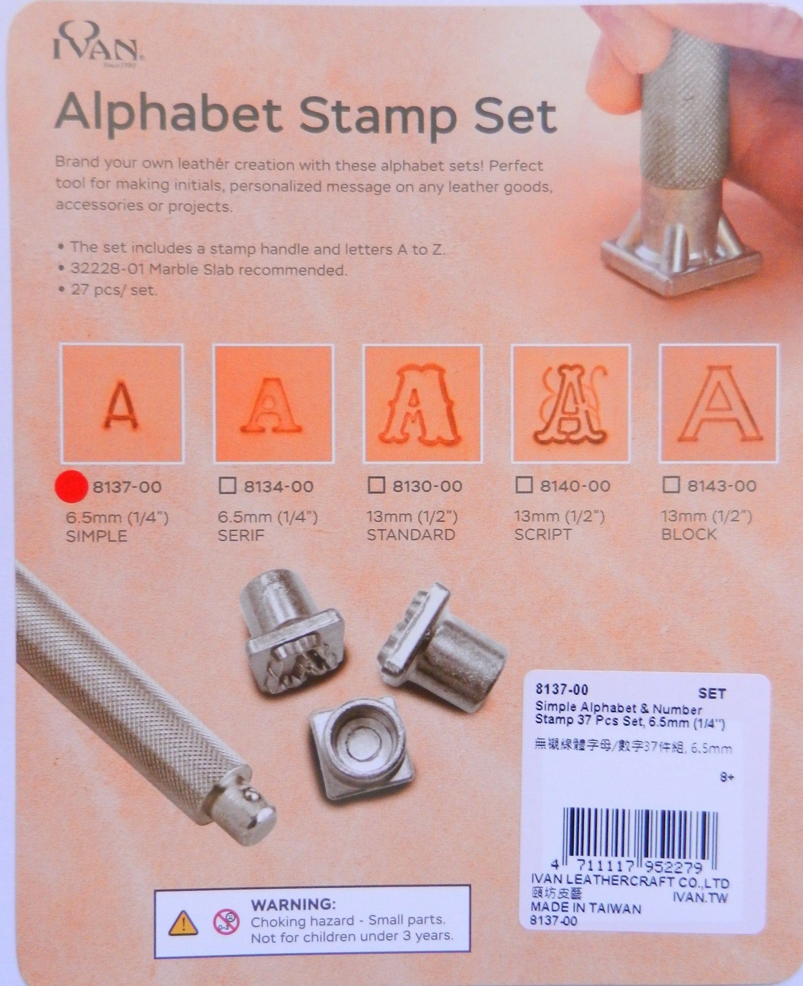Ivan Alphabet & Number Embossing Set 1/4 Inch - 6.5mm