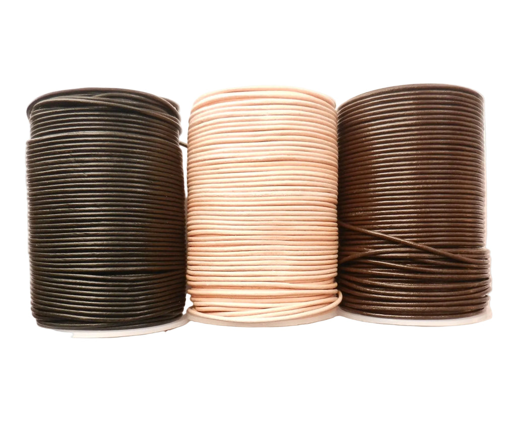 2mm Thick Cowhide Braided Round Leather Cord
