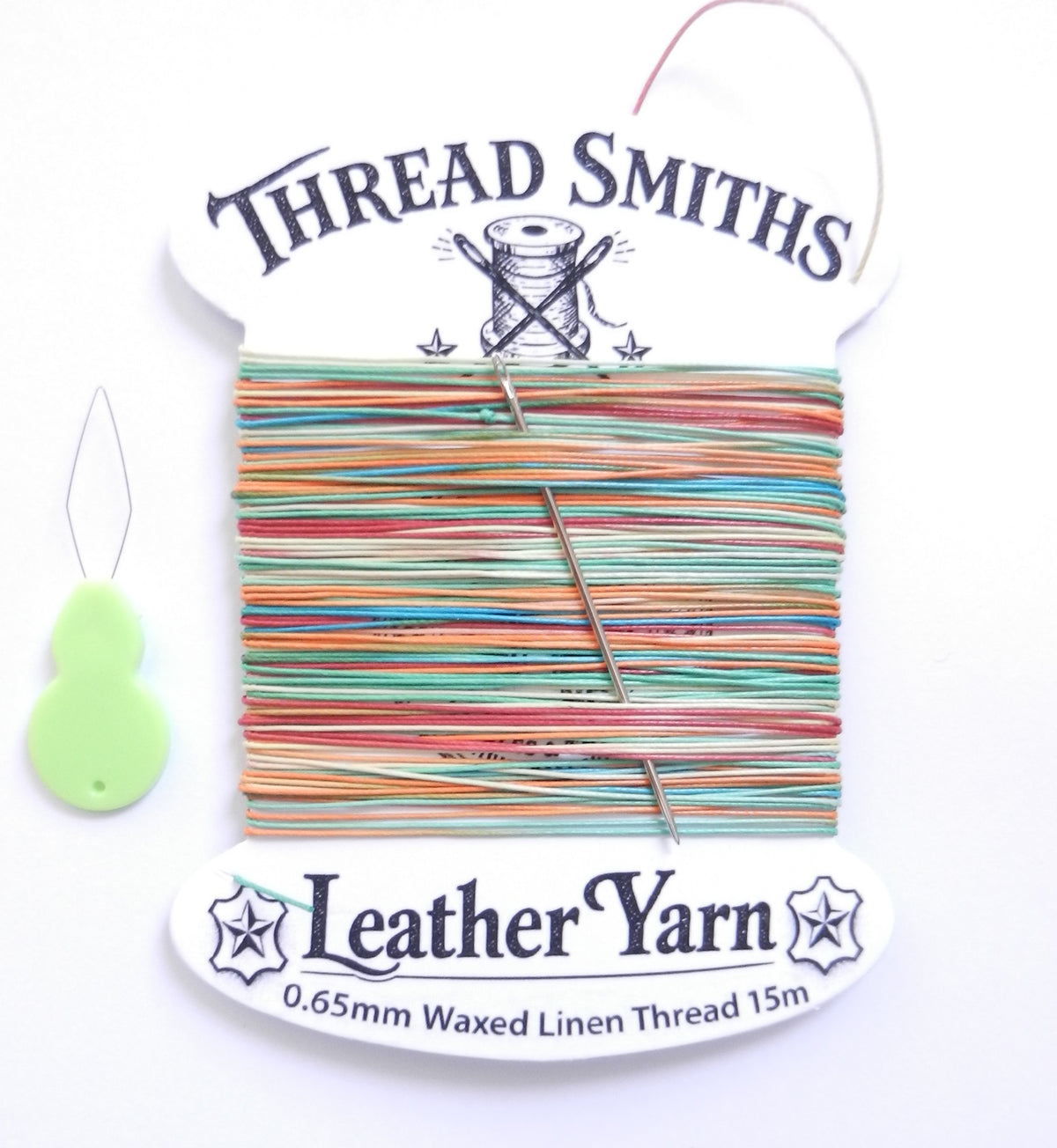 Flax 0.65mm Thick Waxed Linen Thread 15 / 20 Metres + Needle & Threader Leather Sewing Craft
