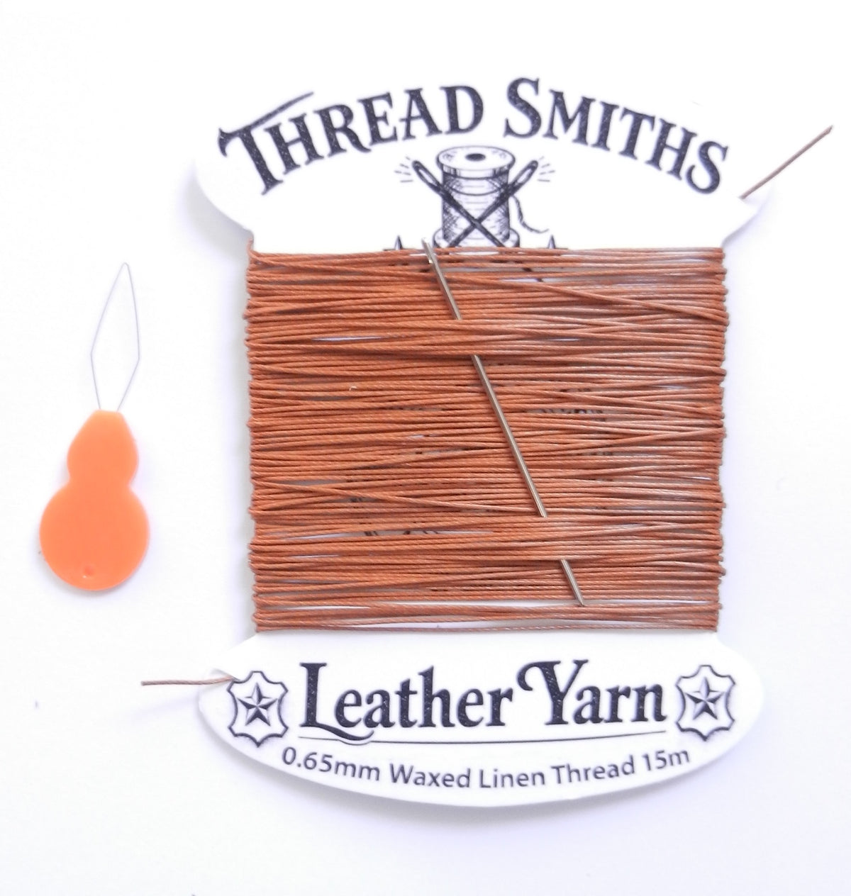 Flax 0.65mm Thick Waxed Linen Thread 15 / 20 Metres + Needle & Threader Leather Sewing Craft