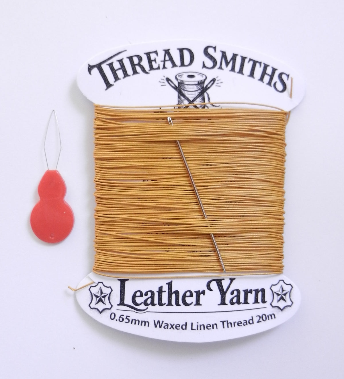 Flax 0.65mm Thick Waxed Linen Thread 15 / 20 Metres + Needle & Threader Leather Sewing Craft