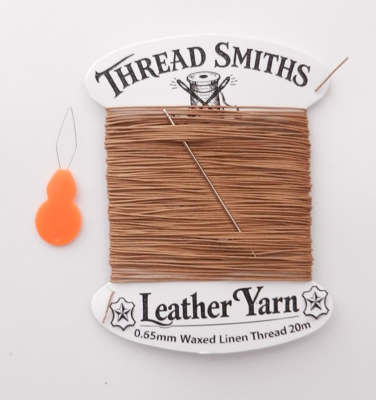 Flax 0.65mm Thick Waxed Linen Thread 15 / 20 Metres + Needle & Threader Leather Sewing Craft