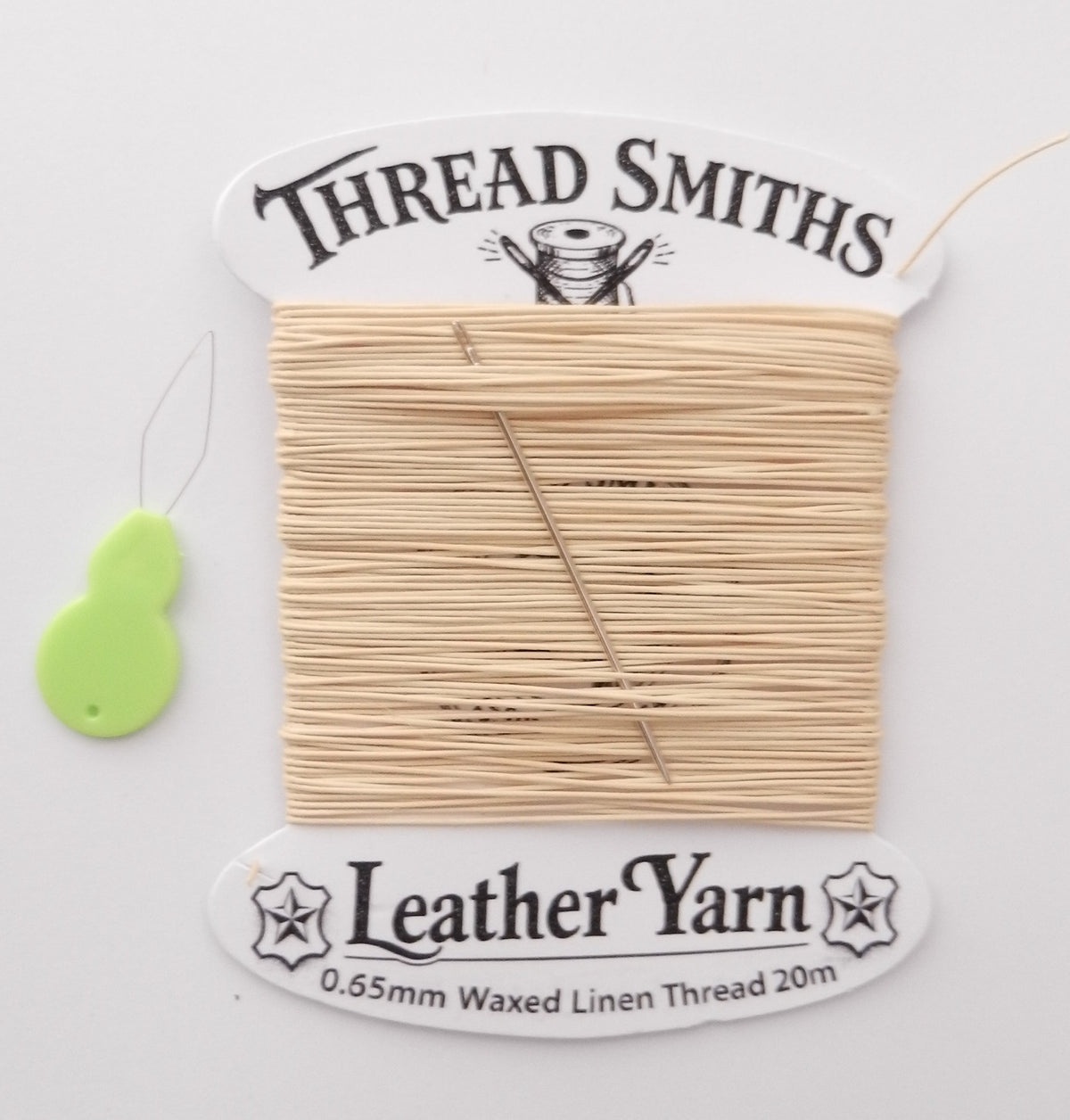 Flax 0.65mm Thick Waxed Linen Thread 15 / 20 Metres + Needle & Threader Leather Sewing Craft