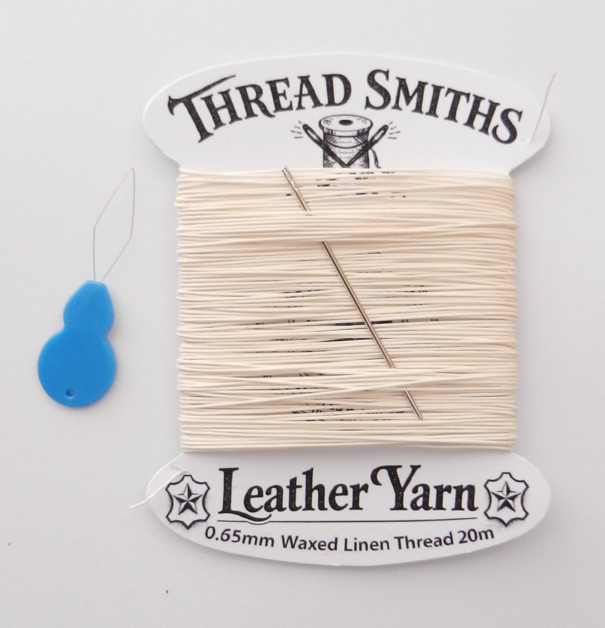 Flax 0.65mm Thick Waxed Linen Thread 15 / 20 Metres + Needle & Threader Leather Sewing Craft