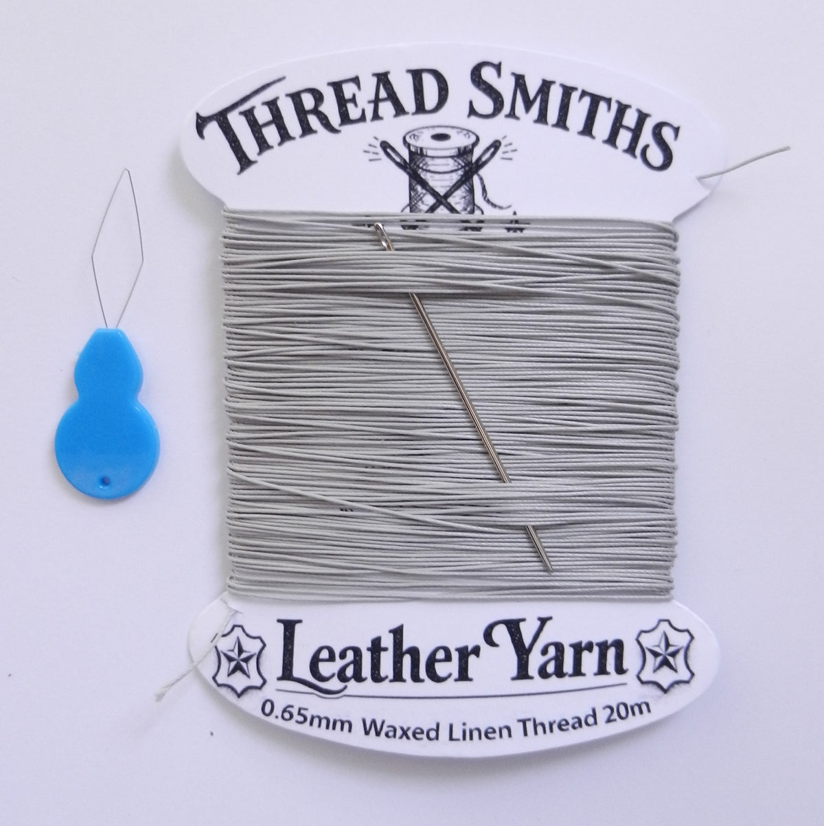 Flax 0.65mm Thick Waxed Linen Thread 15 / 20 Metres + Needle & Threader Leather Sewing Craft