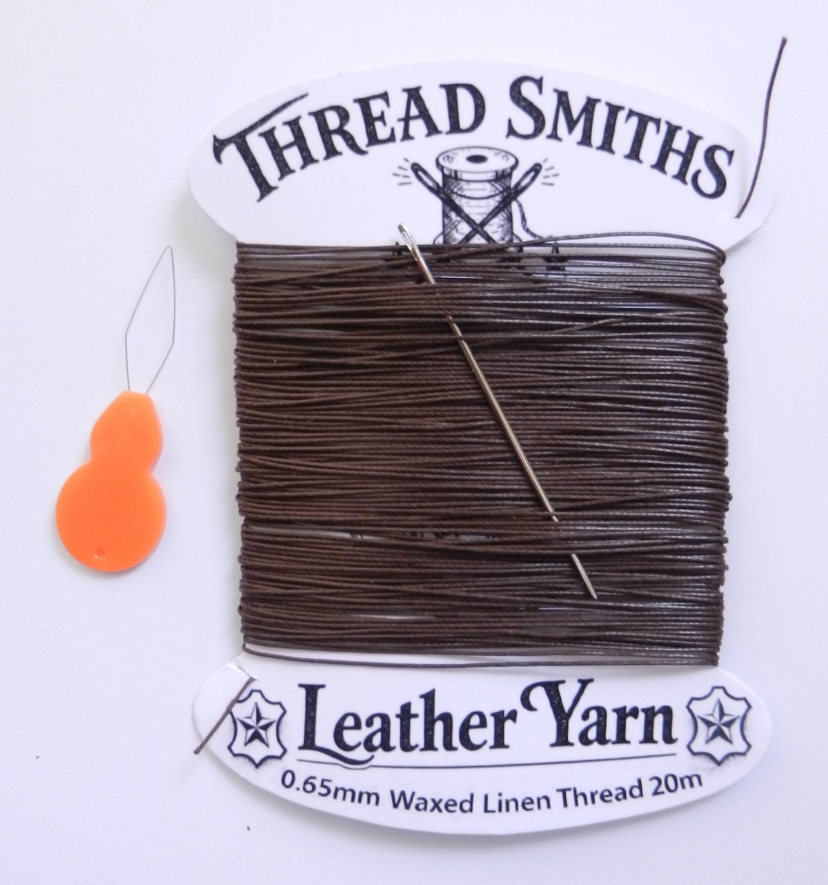 Flax 0.65mm Thick Waxed Linen Thread 15 / 20 Metres + Needle & Threader Leather Sewing Craft