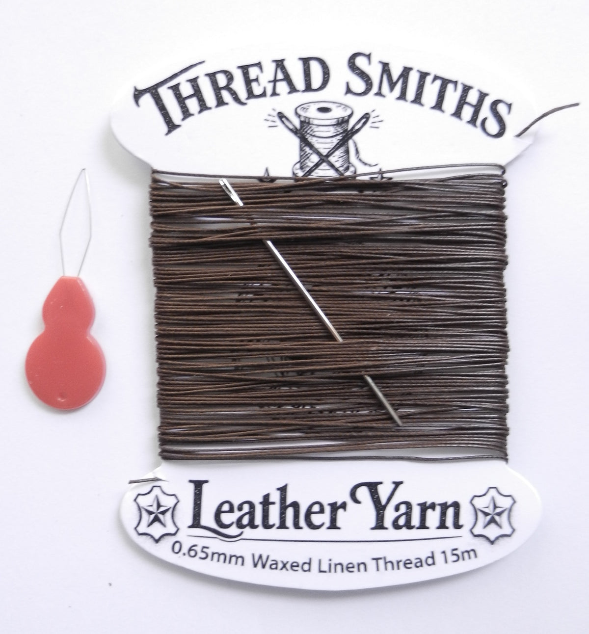 Flax 0.65mm Thick Waxed Linen Thread 15 / 20 Metres + Needle & Threader Leather Sewing Craft