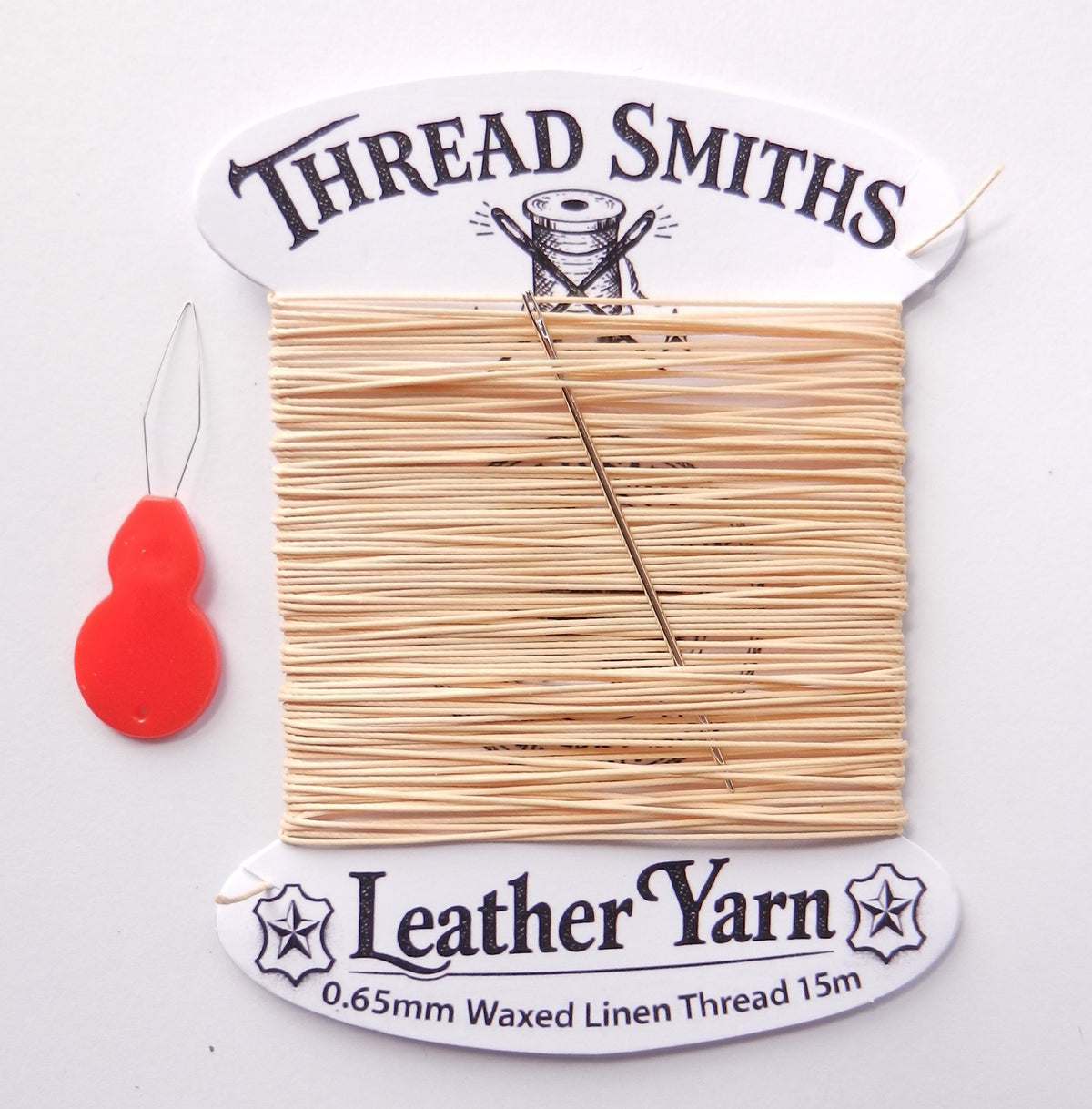 Flax 0.65mm Thick Waxed Linen Thread 15 / 20 Metres + Needle & Threader Leather Sewing Craft
