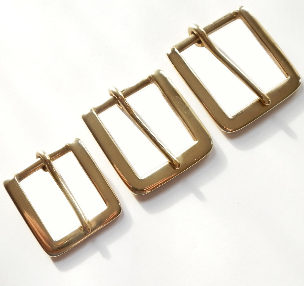 Solid Cast Brass Square Single Belt Buckle 25mm - 32mm - 38mm